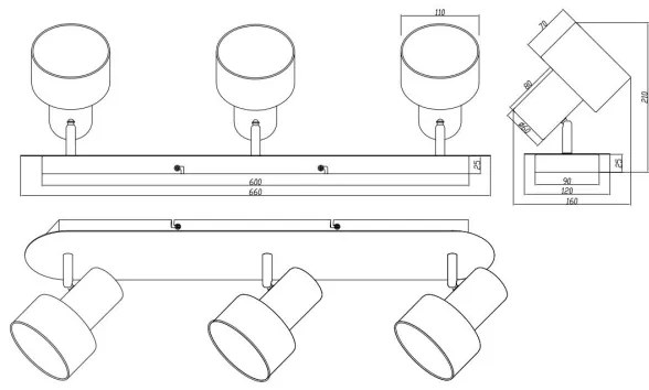 Trio - Spotlámpa WAILER 3xGU10/5W/230V fekete