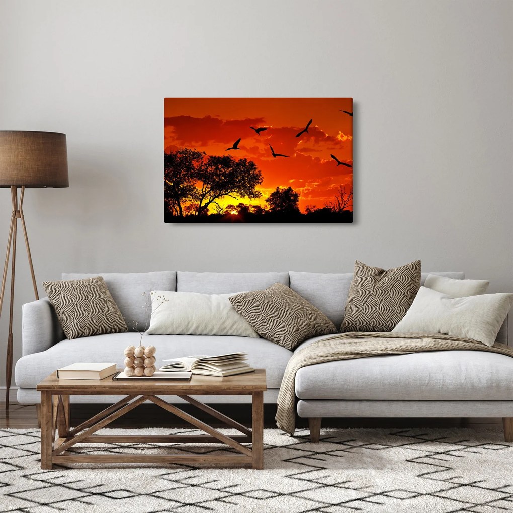Madarak képe naplementekor (90x60 cm)