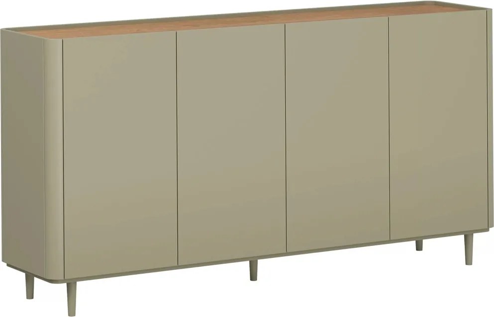Elivo négyajtós lábas komód 200 cm - eukaliptusz / baltic dune tölgy