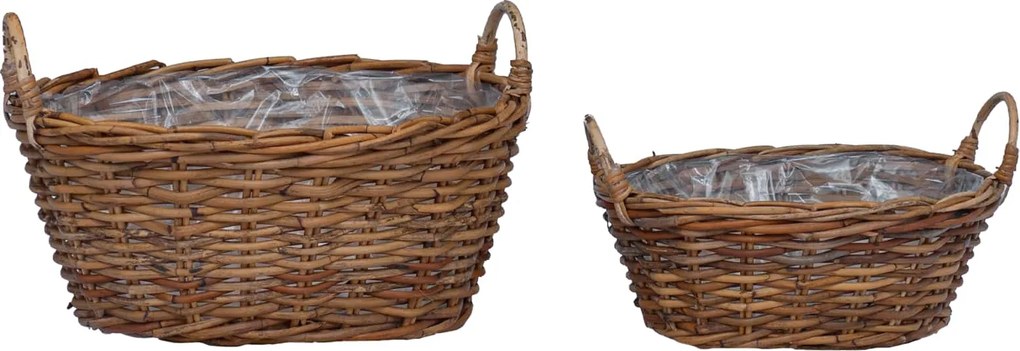 vidaXL Virágkosár tárolóval 2 pcs Barna Lacak Rattan