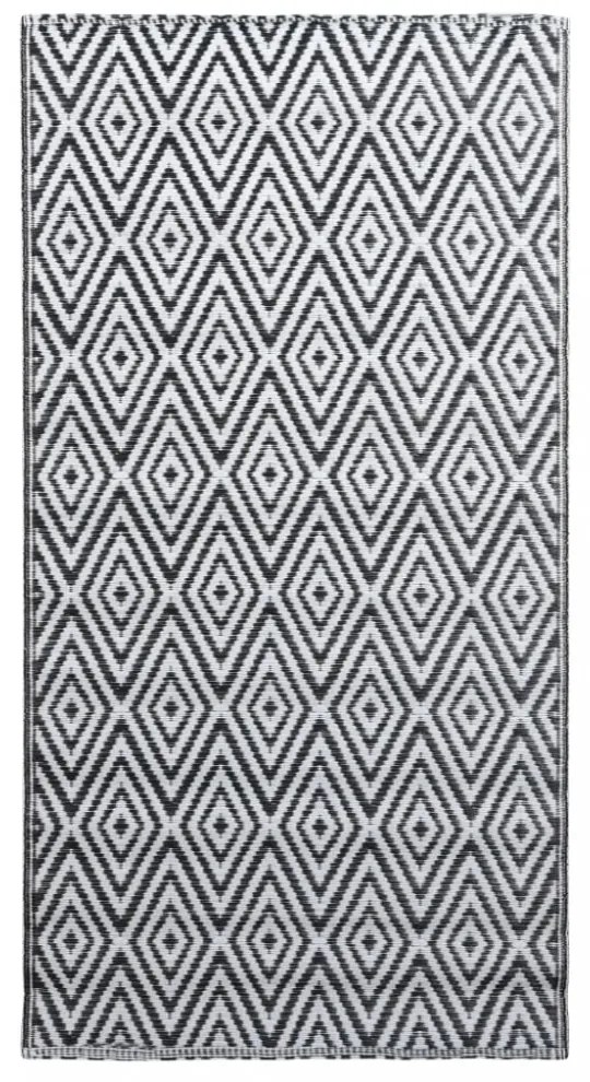 fekete-fehér ARAKIL PP kültéri szőnyeg 80 x 150 cm