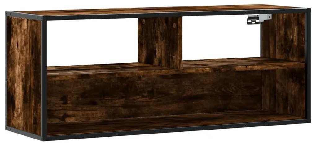füstös tölgy színű szerelt fa és fém TV-szekrény 100x31x39,5 cm
