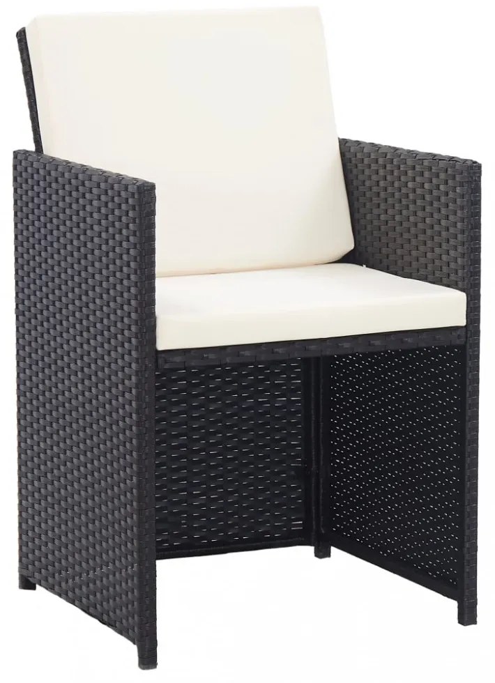 15 részes fekete polyrattan kültéri étkezőgarnitúra párnákkal