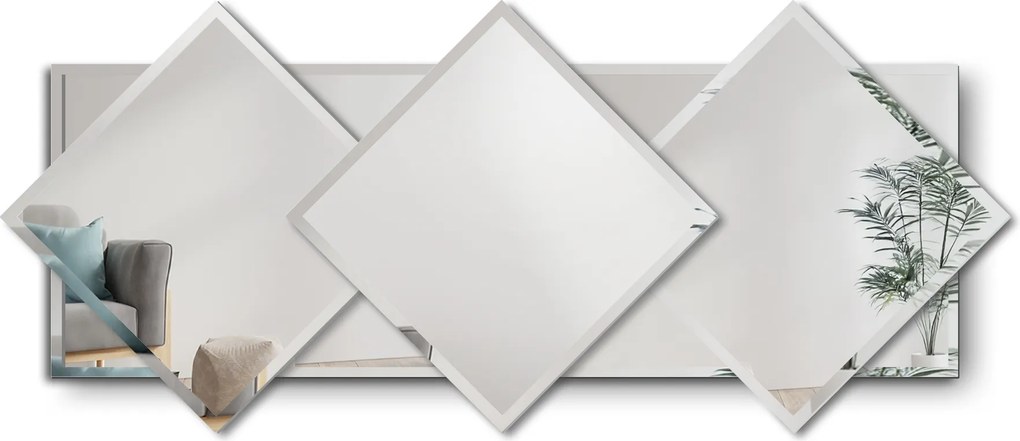 Dekoratív fazettált tükör Oxana 100x60 fali