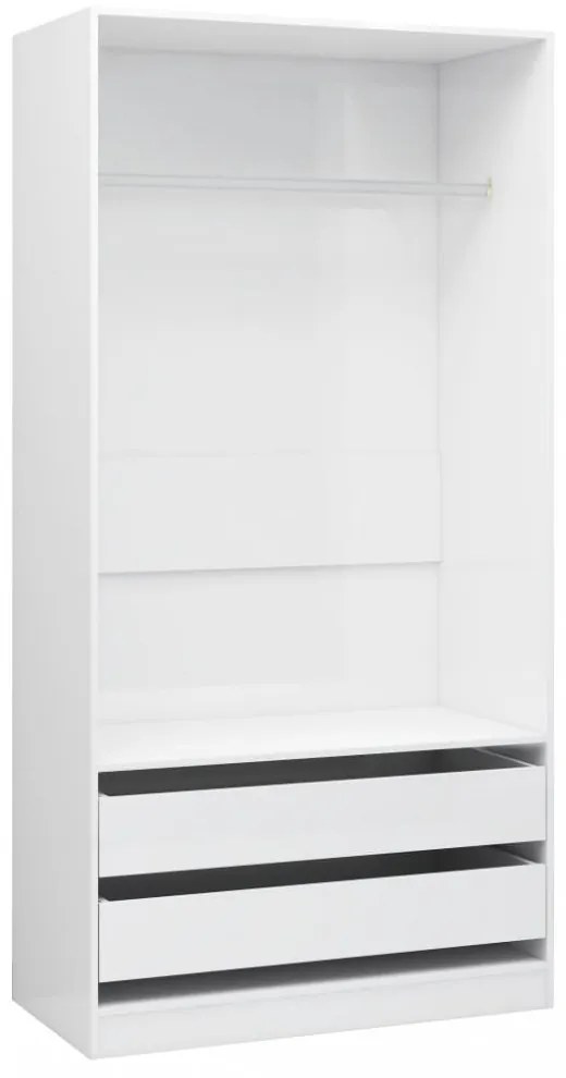 magasfényű fehér szerelt fa ruhásszekrény 100 x 50 x 200 cm