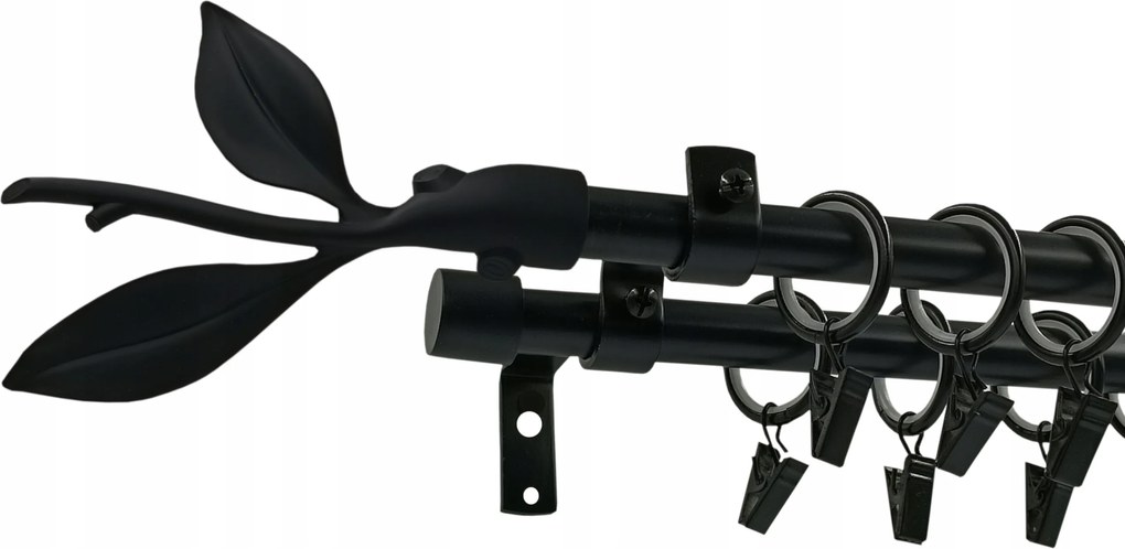 Loft Függönykarnis dupla 16+16mm Fekete 180cm Levél