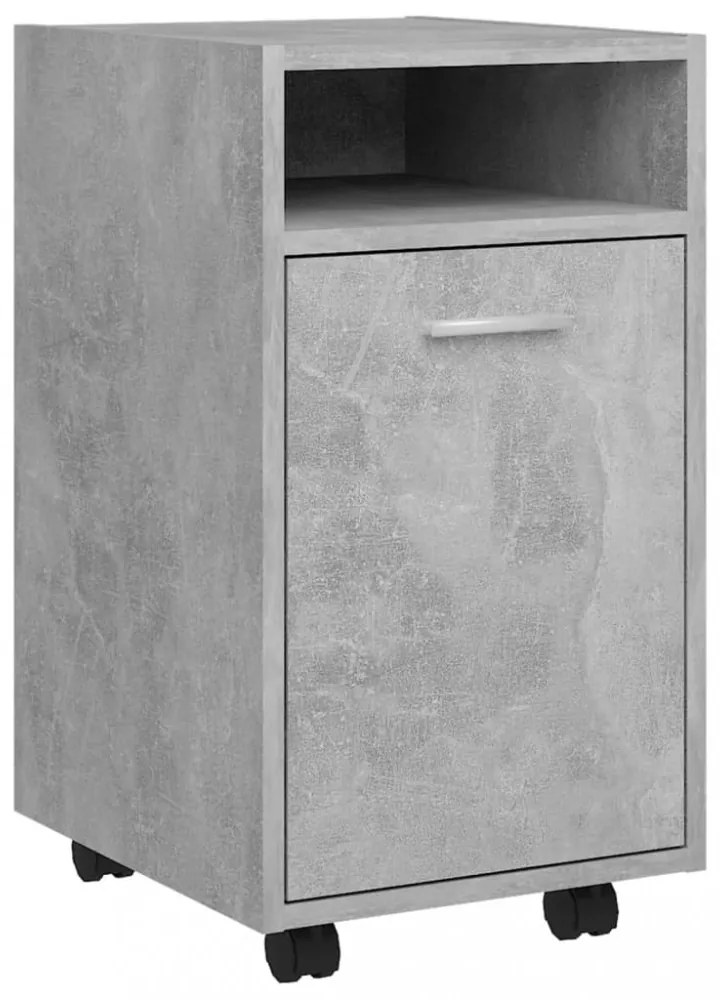 betonszürke szerelt fa kerekes kisszekrény 33 x 38 x 60 cm