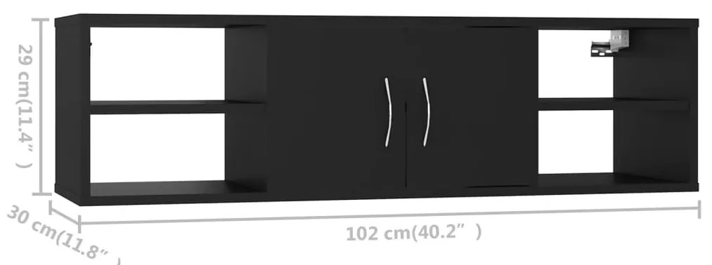 fekete szerelt fa fali polc 102 x 30 x 29 cm