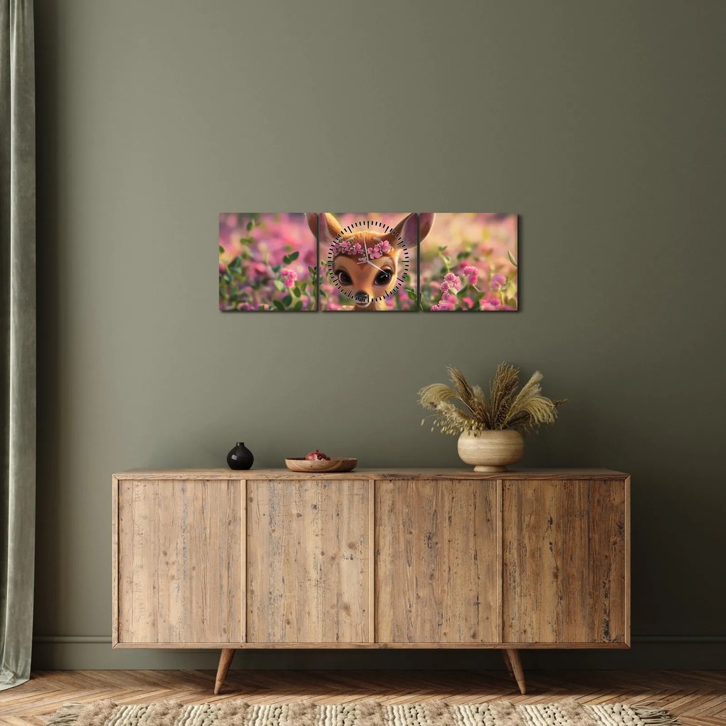Kép - Aranyos őzike (órával) (90x30 cm)