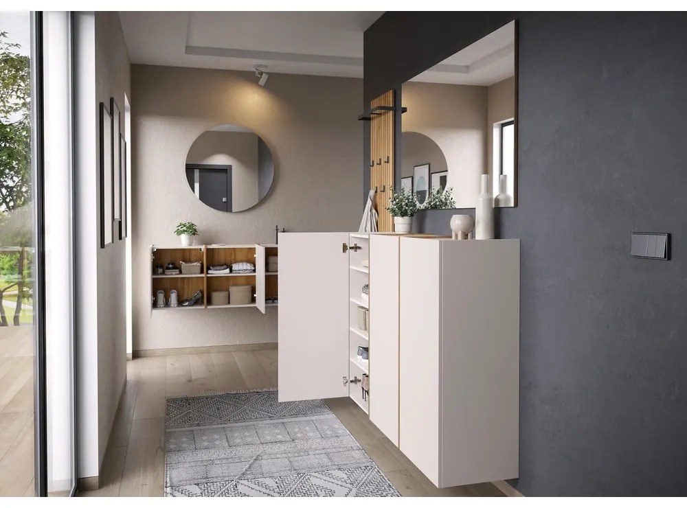 Krémszínű előszoba szekrény 138x55x29 cm Libbiano – Germania