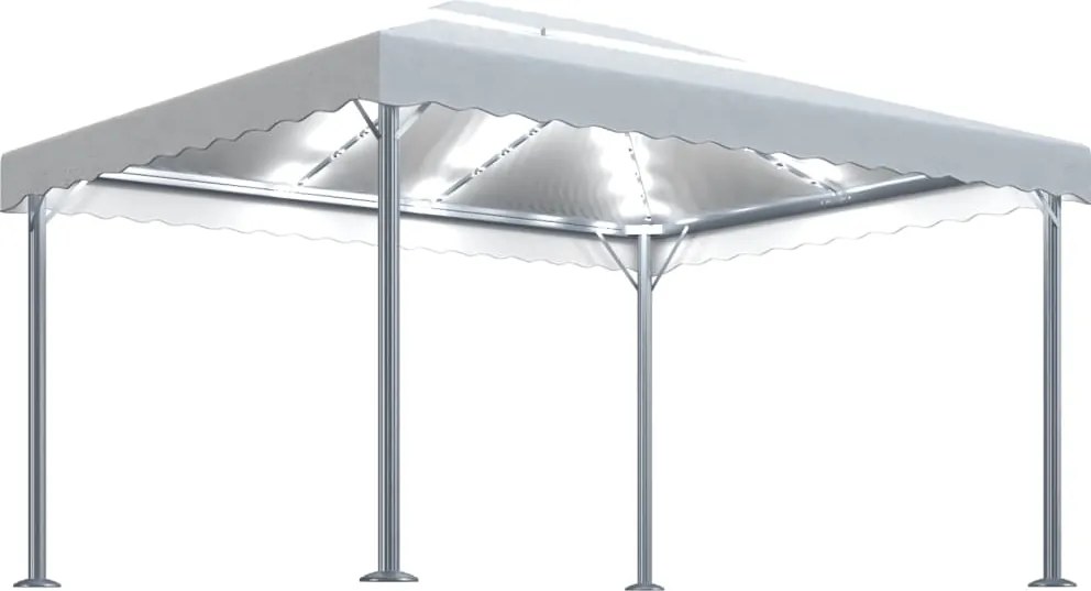 vidaXL krémszínű alumíniumpavilon LED fényfüzérrel 400 x 300 cm
