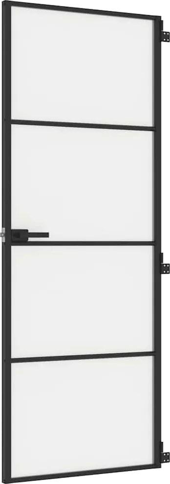 vidaXL fekete edzett üveg és alumínium vékony beltéri ajtó 76x201,5 cm