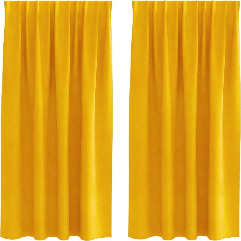 vidaXL Sötétítő függönyök 2 pcs Mustár sárga 140 x 175 cm Bársony