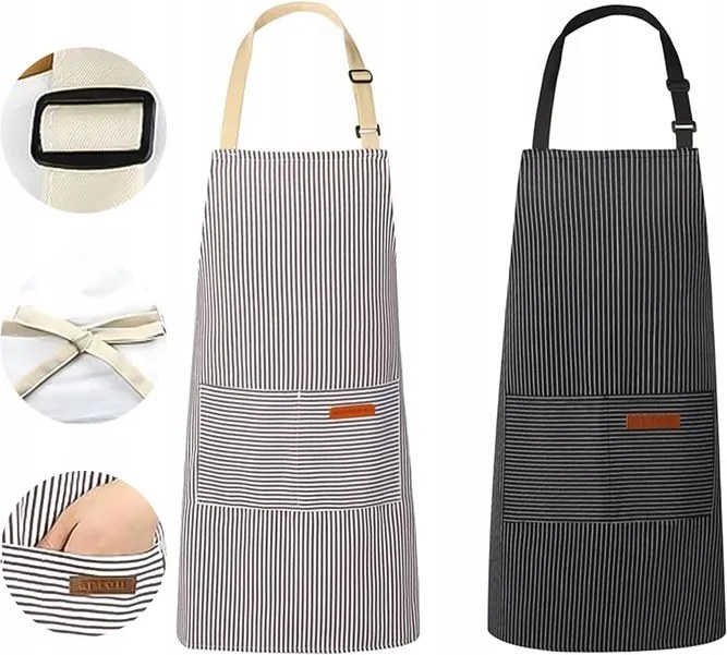 2 db-os Konyhai Kötény Szett Fekete Gasztronómia Zseb
