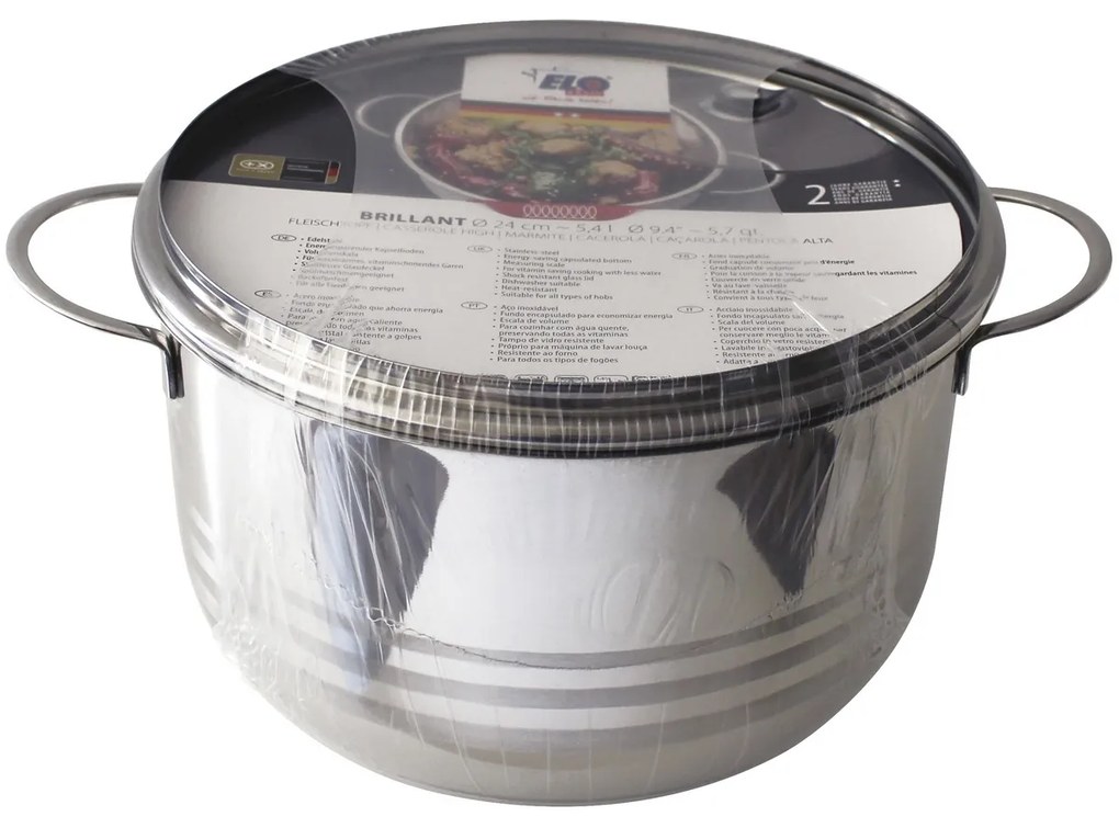 Elo 22224 Basic Rozsdamentes acél edény Brillant24 cm, 5,4 l, 5,4 l