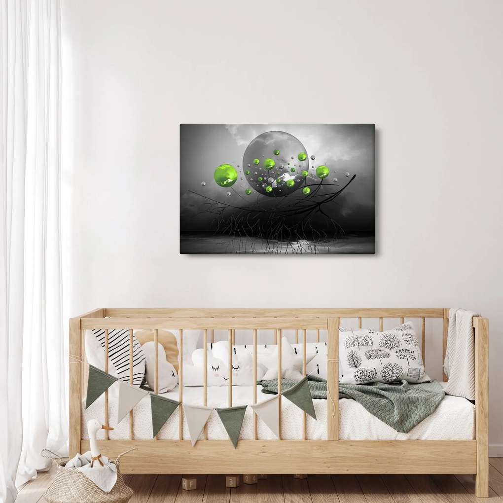 Zöld absztrakt gömbök képe (90x60 cm)