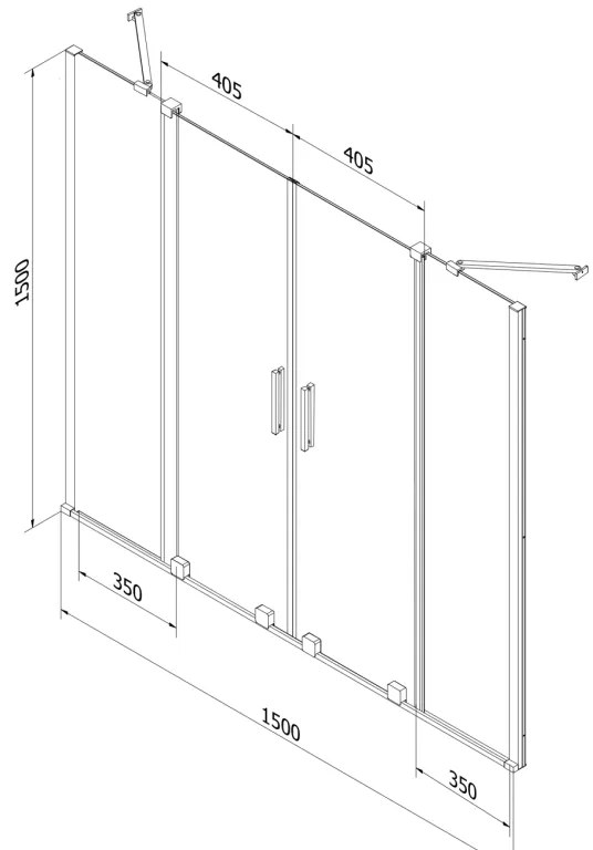 Mexen Velar Duo, 2 szárnyas eltolható kádparaván 150 x 150 cm, 8mm átlátszó üveg, rózsa arany profil, 896-150-000-02-60