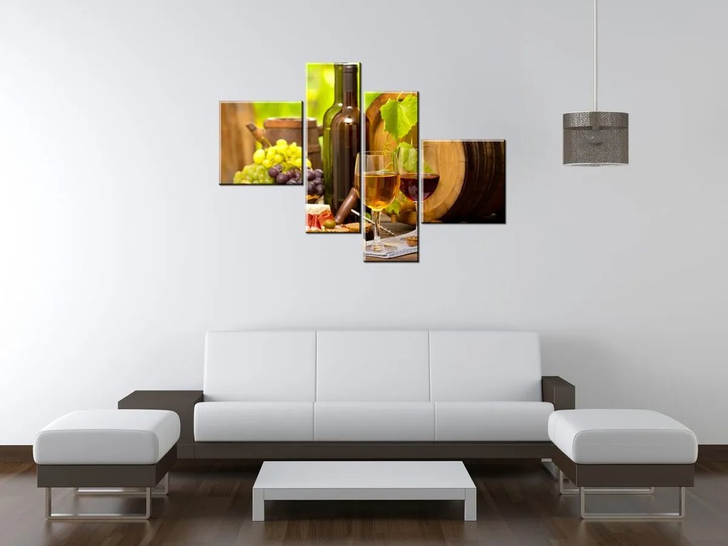 Gario Vászonkép Vörös és fehér bor - 4 részes Méret: 120 x 70 cm
