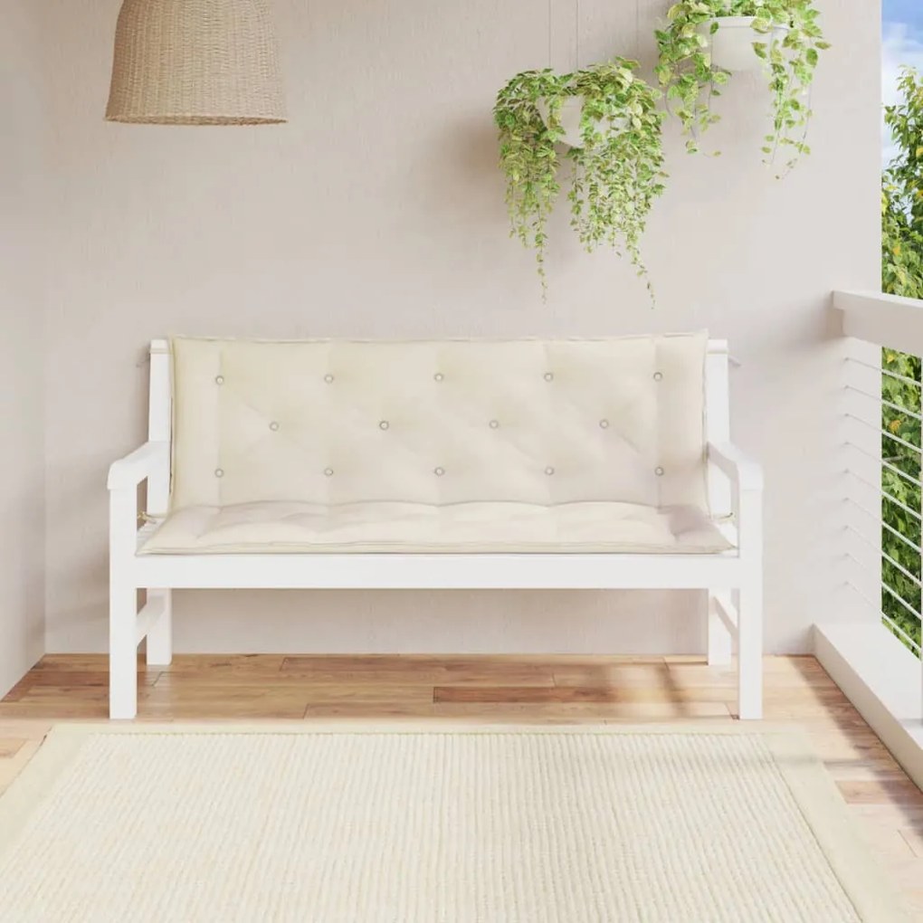 2 db krémfehér oxford szövet kerti padpárna 150 x 50 x 7 cm