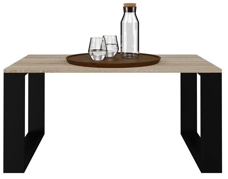 Odell MIX Salon Loft modern dohányzóasztal, 90x50x58 cm, sonoma-fekete
