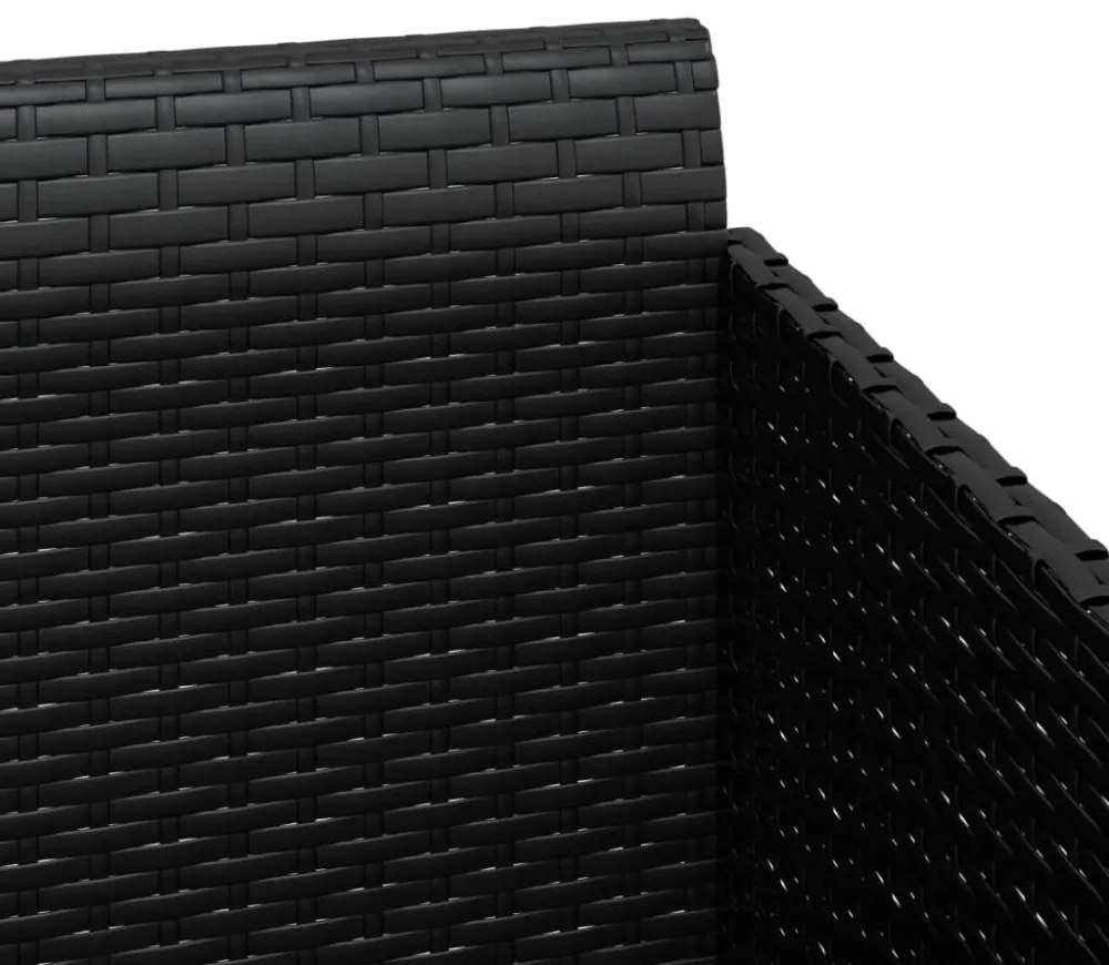 fekete polyrattan napozóágy párnával 182 x 118 x 63 cm