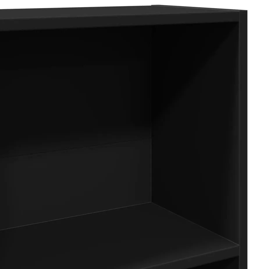 fekete szerelt fa könyvszekrény 60 x 24 x 143 cm
