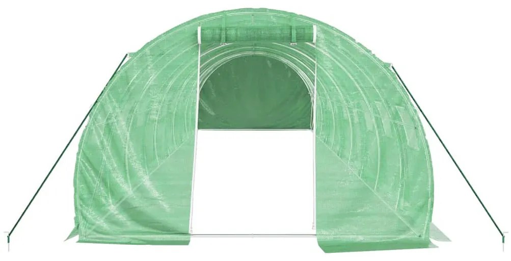 zöld acélvázas melegház 30 m² 10 x 3 x 2 m