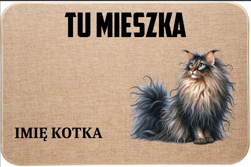 Lenvászon Lábtörlő Bemeneti Itt Lakik Macska Név Maine Coon