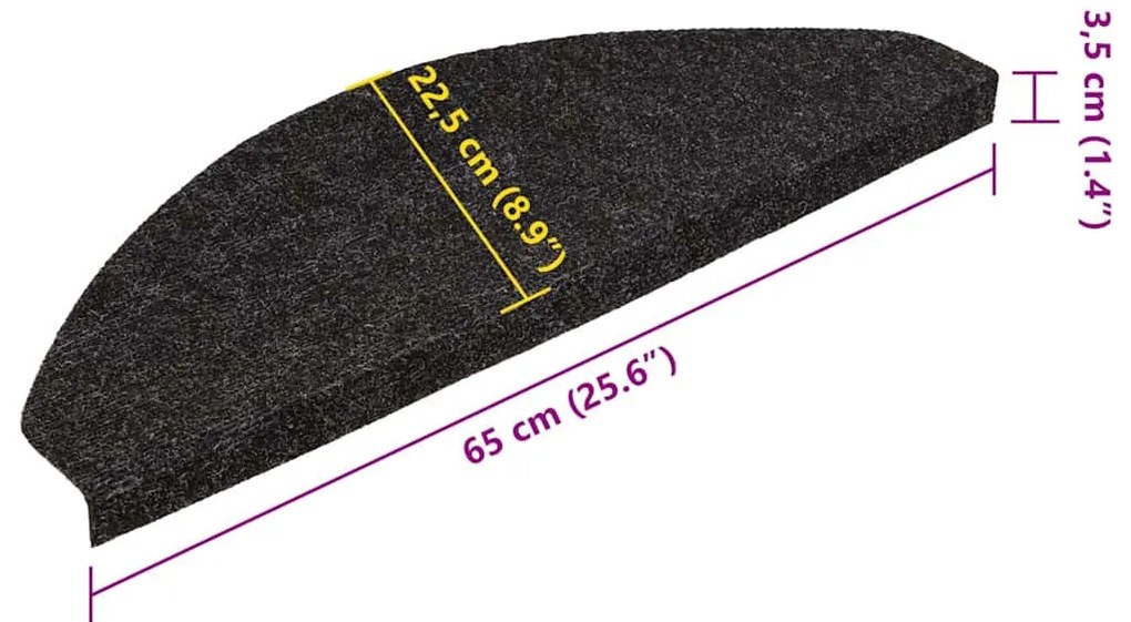 30 db antracitszürke öntapadó lépcsőszőnyeg 65 x 22,5 x 3,5 cm