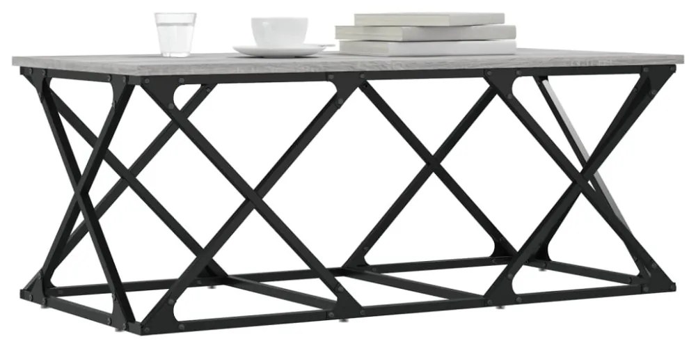 szürke sonoma színű szerelt fa dohányzóasztal 100 x 49 x 40 cm