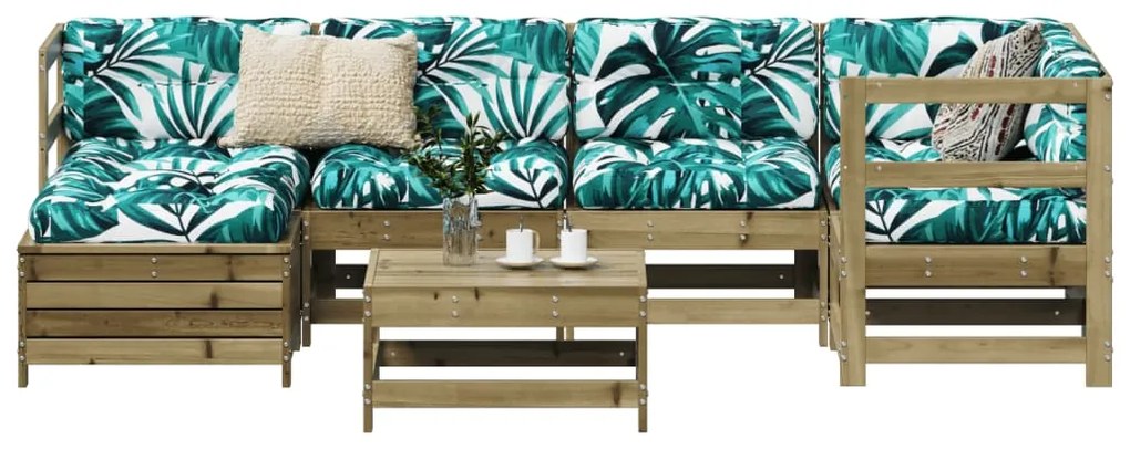 vidaXL 7 részes impregnált fenyőfa kerti kanapészett