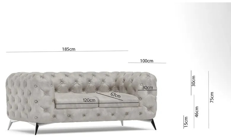 Világosszürke bársony kanapé 185 cm Chelsea – Ropez