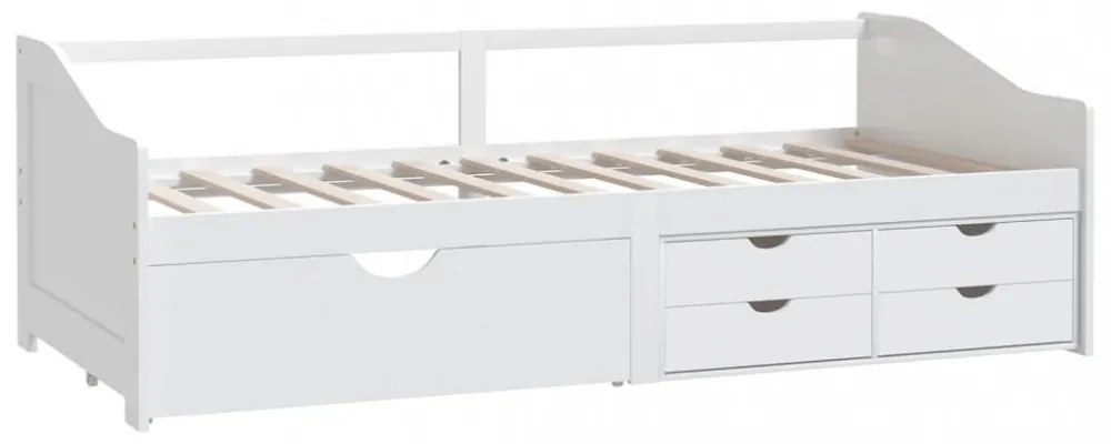 fehér 3 személyes tömör fenyőfa kanapéágy fiókokkal 90 x 200 cm