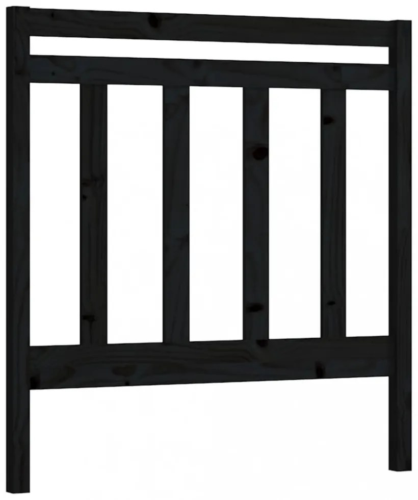 fekete tömör fenyőfa ágy fejtámla 81 x 4 x 100 cm