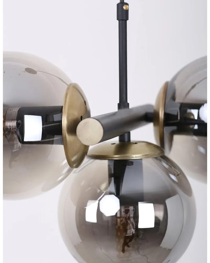 Fekete-szürke függőlámpa üveg búrával ø 15 cm Cascade – Squid Lighting