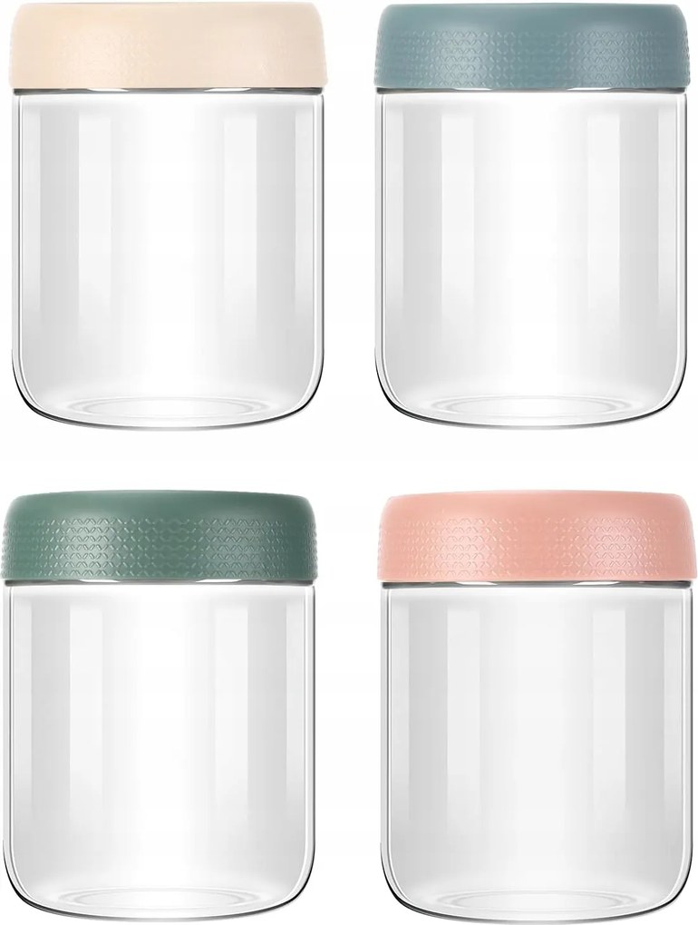 4 Befőttes üvegek csavaros kupakkal, befőttes üvegek házi készítésű termékekhez 500 ml