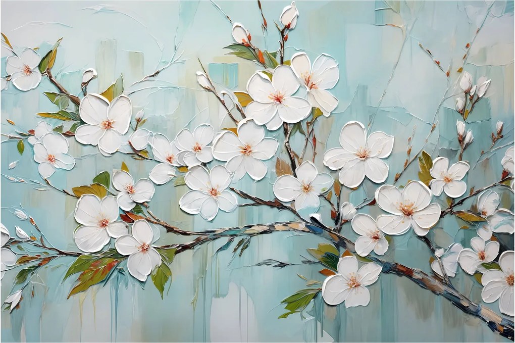Kép - Festés, virágzó faágak (90x60 cm)