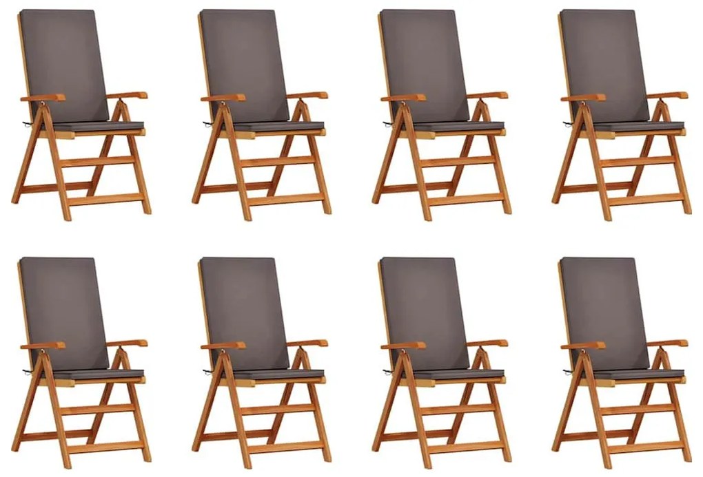Kerti Szék párnával 8 pcs Barna 57 x 71.5 x 104cm Tömör tíkfa