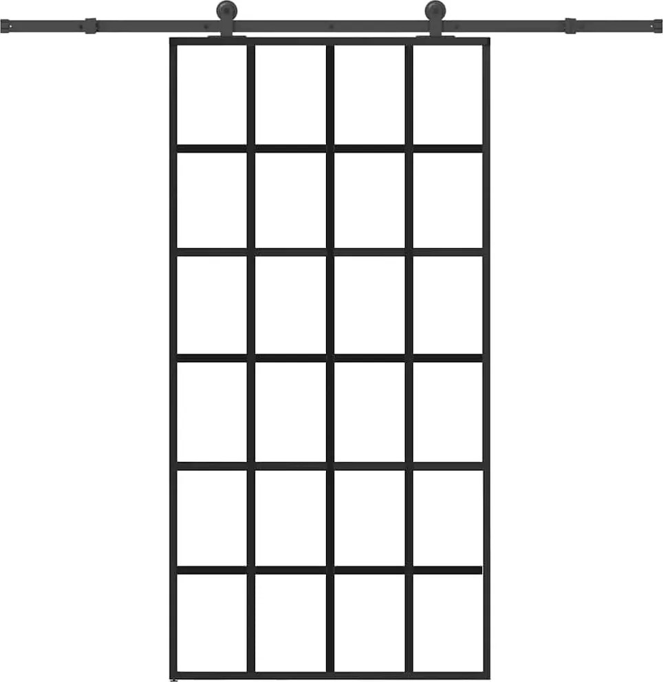 vidaXL tolóajtó vasalatokkal 102x205 cm ESG üveg&alumínium