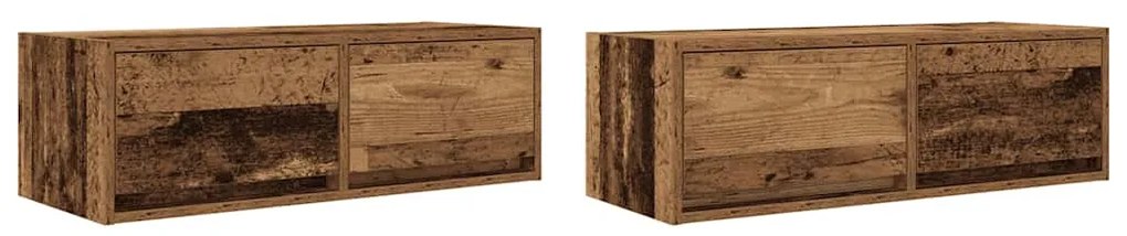 2 db antik fa szerelt fa fali TV-szekrény 80x31x25,5 cm