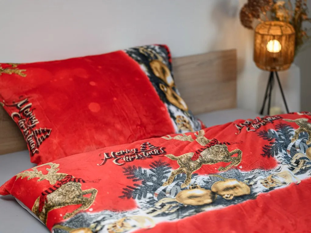 HOLLY NIGHT piros mikroplüss ágyneműhuzat Ágyneműhuzat mérete: 70 x 90 cm | 140 x 200 cm