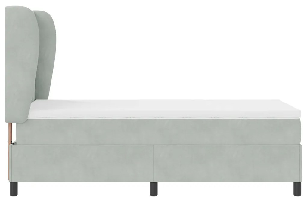 vidaXL Boxrugós ágy matracmal Világosszürke 200 x 100 cm Poliészter