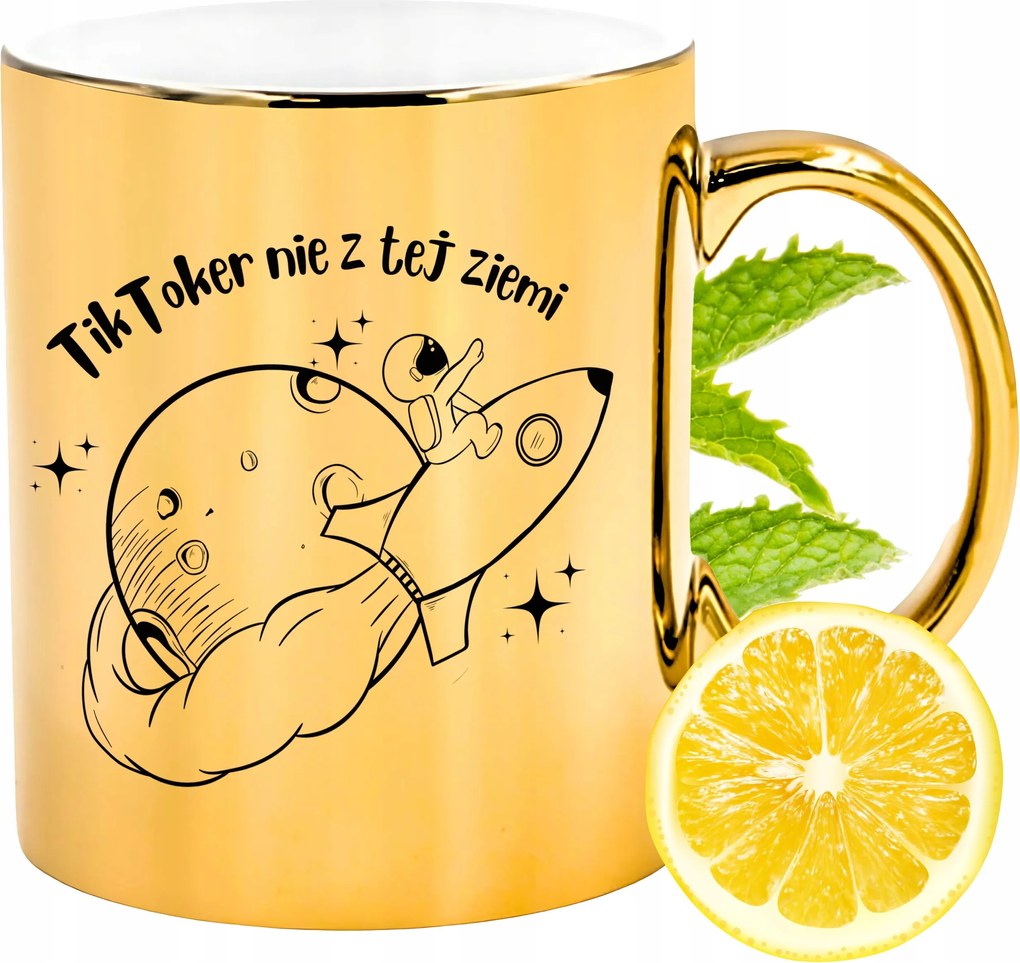 Arany csillogó bögre TikToker Ajándék Nyomtatott Fotóval