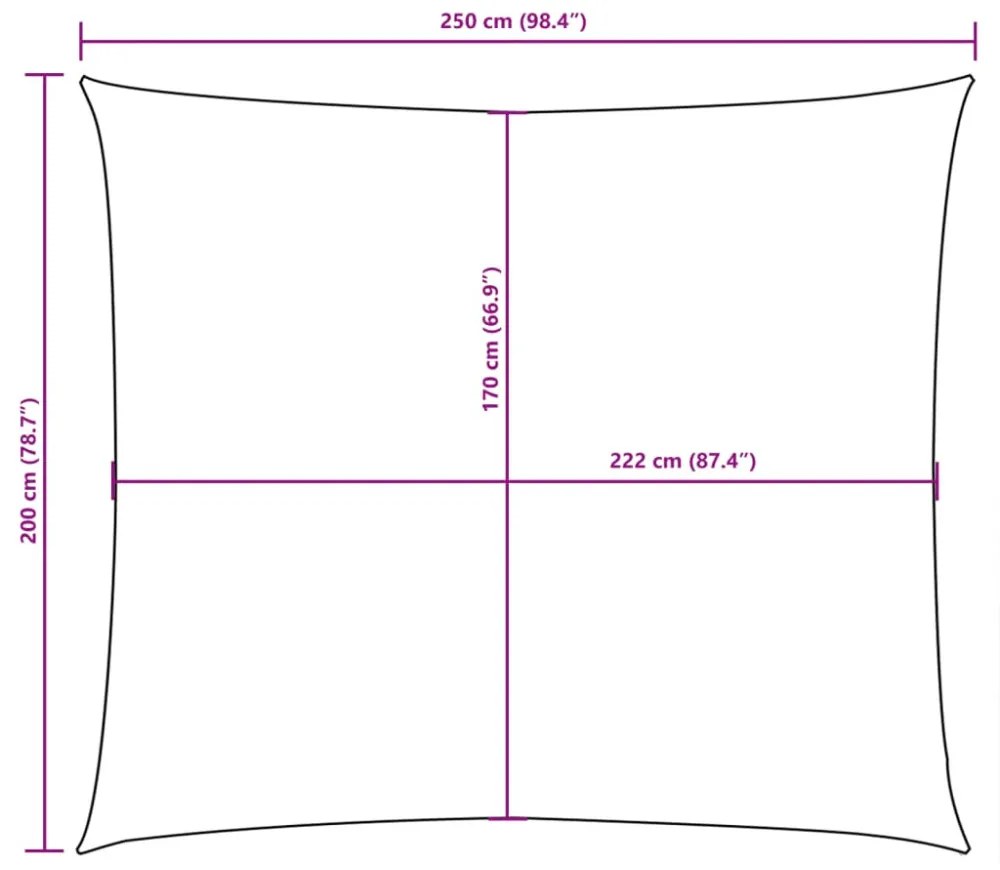 bézs téglalap alakú oxford-szövet napvitorla 2 x 2,5 m