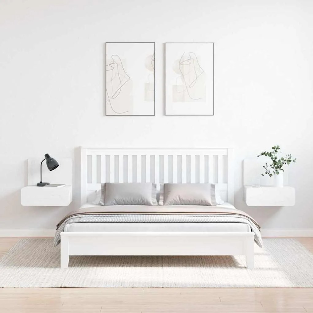 Éjjeli asztal 2 pcs Fehér 44 x 32.5 x 40 cm Tömör fenyőfa