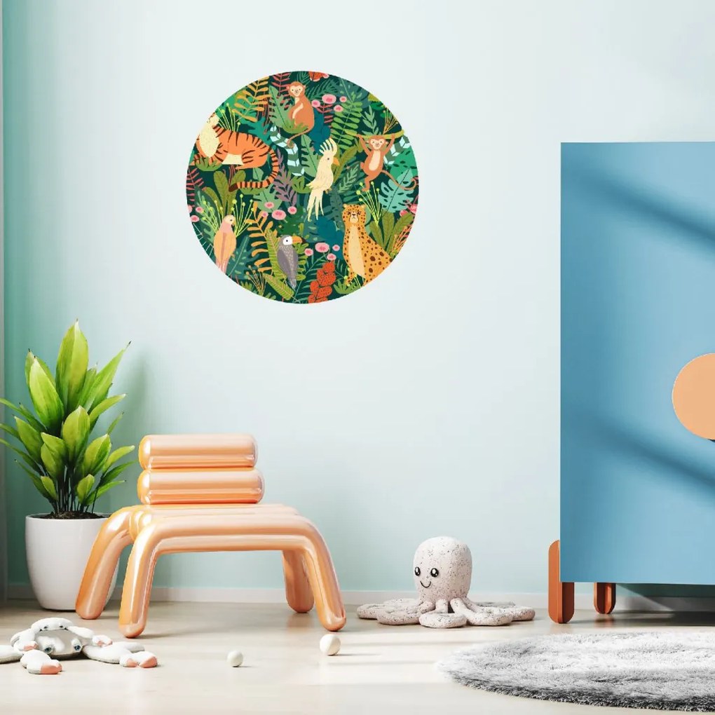 PIPPER. Kör alakú falmatrica "Állatok a dzsungelből" Méret: 60cm
