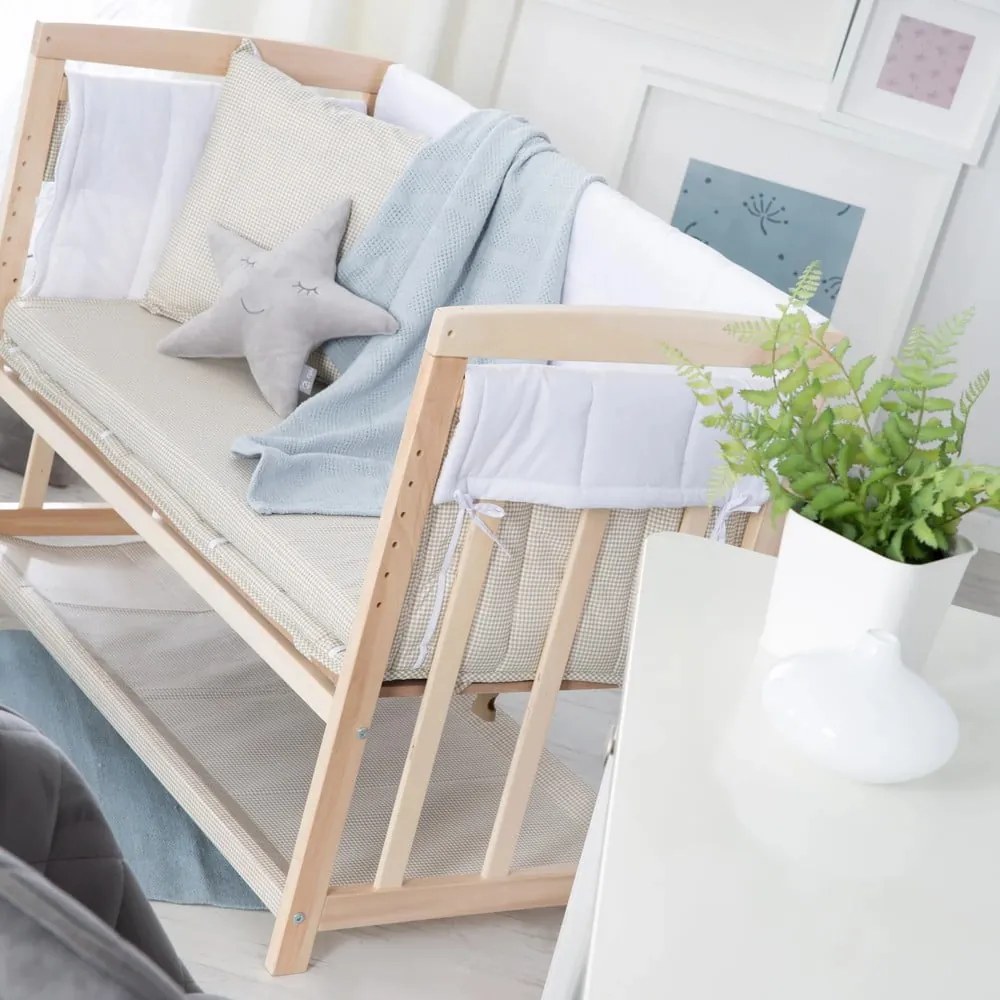 Natúr színű bölcső tárolóhellyel és baldachinnal 90x45 cm Liebhabär – Roba