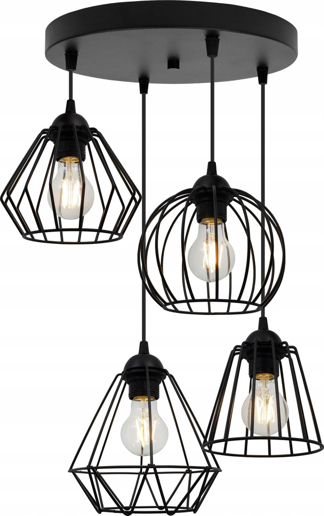 Mennyezeti Lámpa Lógó Csillár Fekete Modern Loft Plafon Lámpabúra Fém