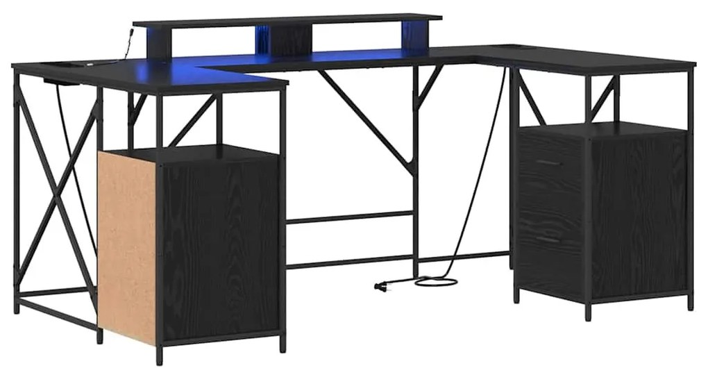 Asztal fiókkal Musta tammi 182 x 101 x 87.5 cm Faanyag