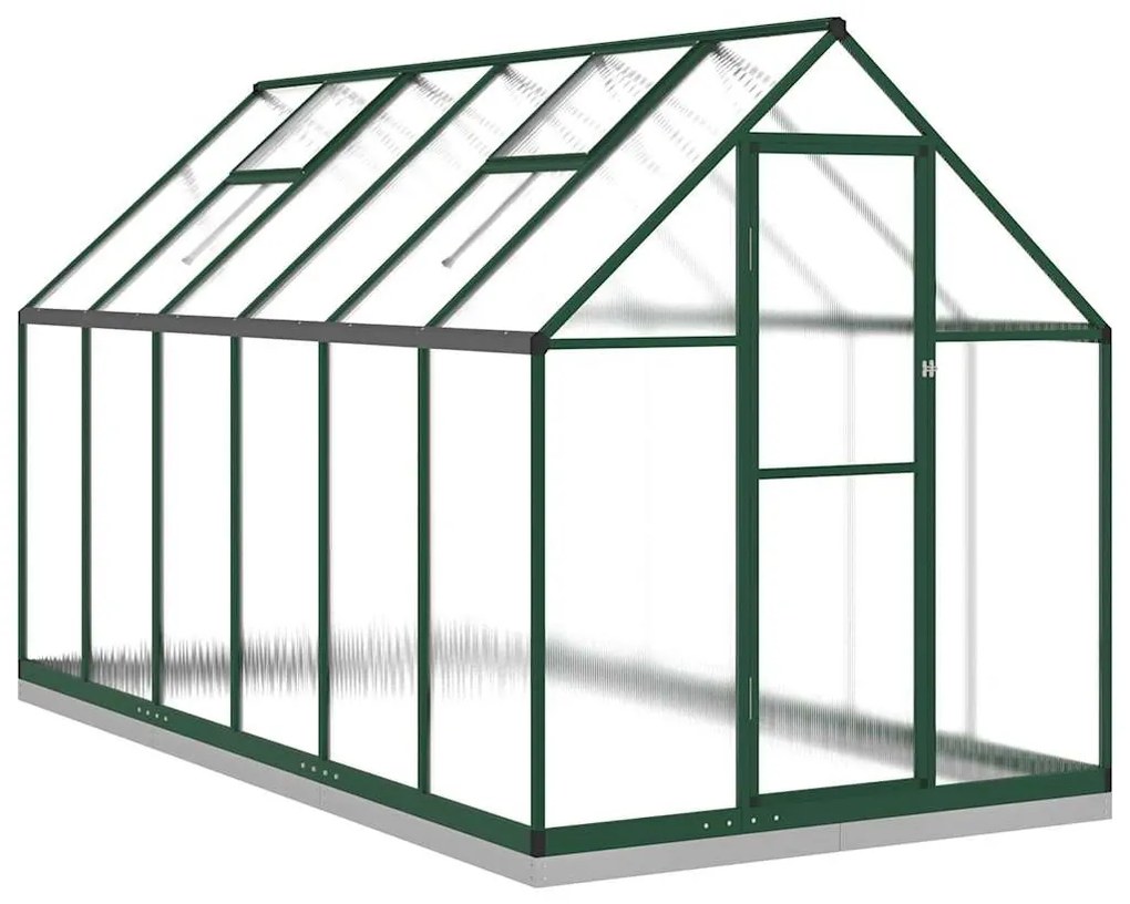 zöld alumínium melegház alapvázzal 334x169x202 cm